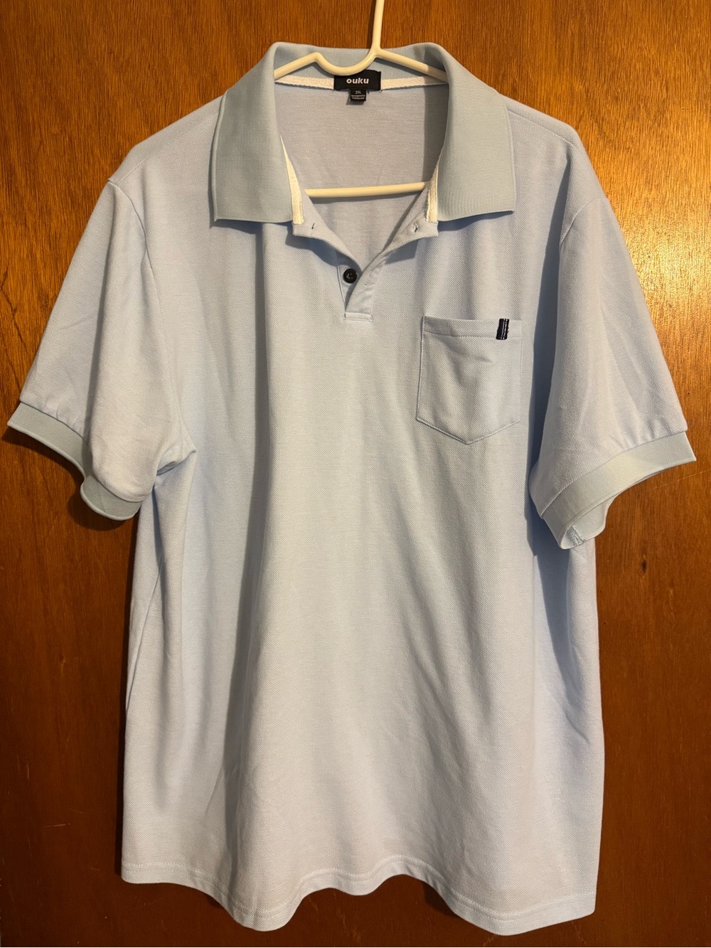 Ouku Light Blue Men's Polo with Chest Pocket